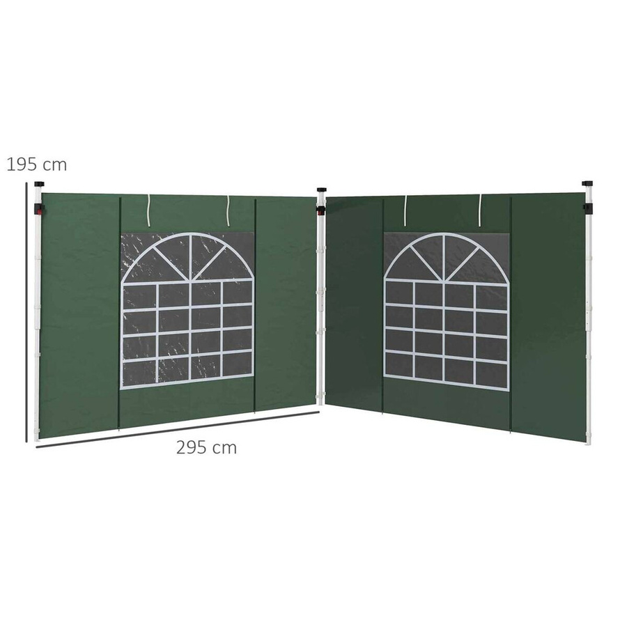 Outsunny Pavillon-Seitenteile aus Polyester in Grün, B: 295 cm, H: 195 cm, T: 0,01 cm - Bild 2
