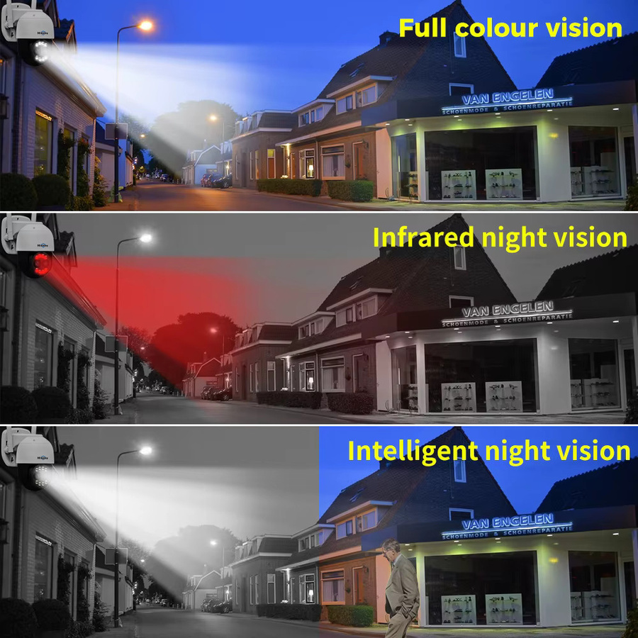 Hiseeu 4MP Dual-Objektiv PTZ WLAN IP-Kamera mit 8-fach Zoom, Menschenerkennung und Zwei-Wege-Sprachfunktion, Outdoor Videoüberwachungskamera, Weiß - Bild 4