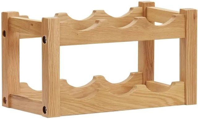 vidaXL Weinregal aus Eiche Massivholz in Braun für 6 Flaschen, B/T/H: 37 x 21 x 21 cm - Bild 1