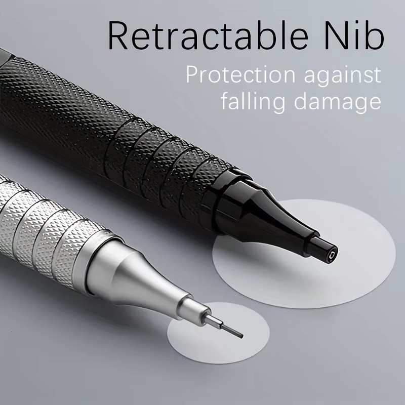JOMPENS Metall Druckbleistift für Kunst und Büro in Silber oder Schwarz mit 0,3 mm bis 2,0 mm Minenstärke - Bild 3