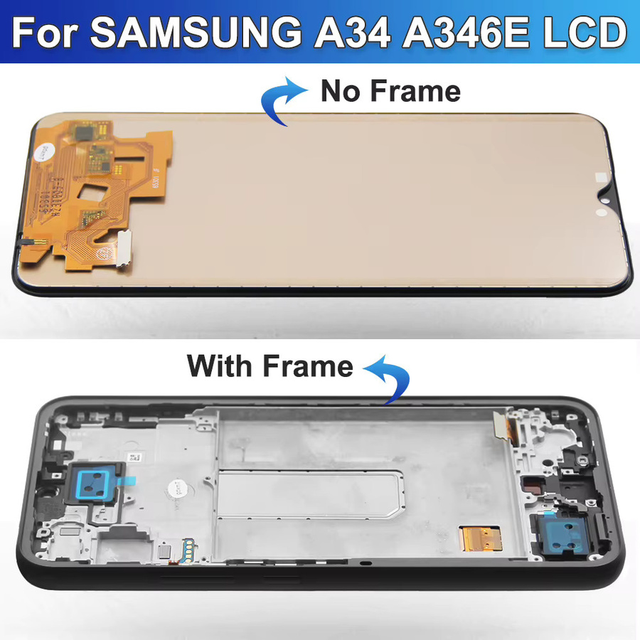 Samsung A34 5G LCD Display mit Rahmen und Touchscreen Reparatur-Set in Schwarz - Bild 2