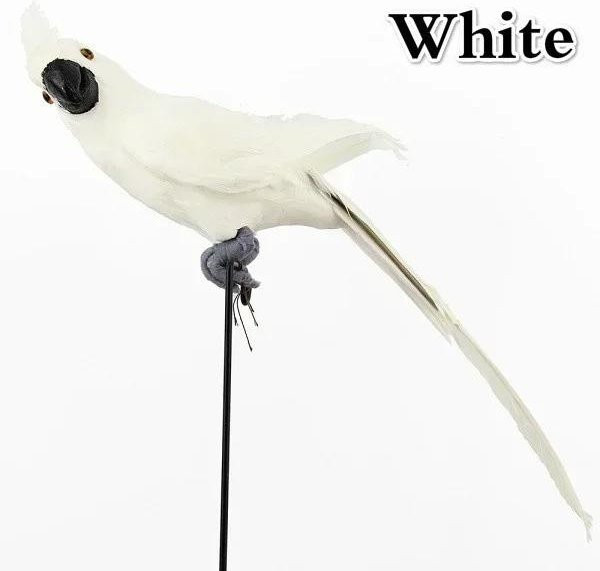Handgefertigter Simulations-Papagei Ara als Gartenfigur in Weiß, Höhe: 45 cm - Bild 1