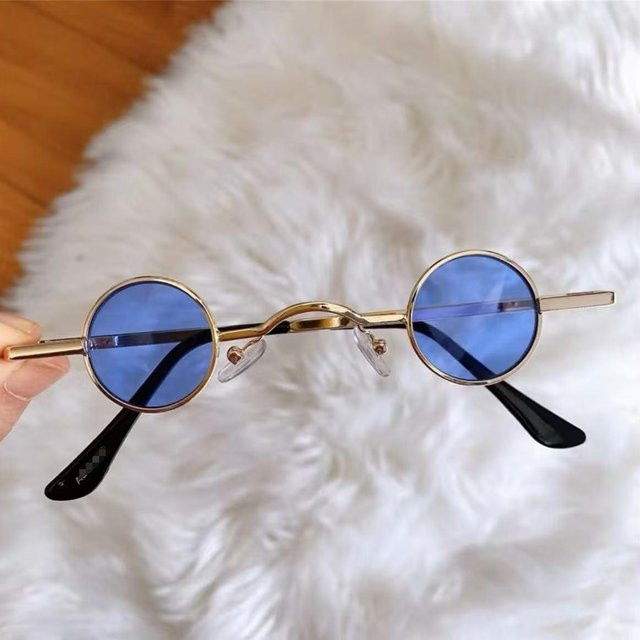 Retro-Sonnenbrille, rund, Vollrand, Metall, grau, Unisex - Bild 1