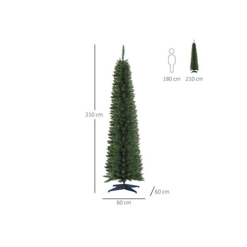 HOMCOM Künstlicher Weihnachtsbaum in Grün mit Stern und Ständer, Höhe: 210 cm, Breite: 60 cm, Tiefe: 60 cm - Bild 3