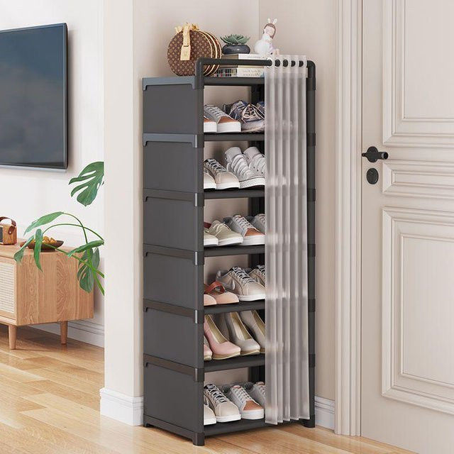 WTEMPO Schuhregal mit 7 Ebenen in Schwarz für Schlafzimmer, Garten oder Terrasse - Bild 1