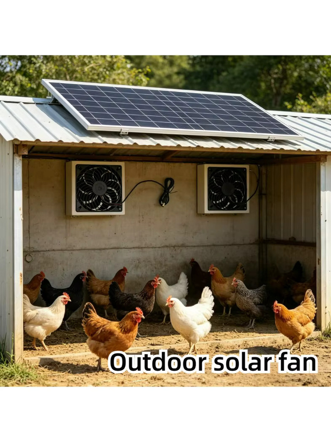 EESBAO Tragbarer 10W Solarbetriebener Kühlventilator für Tierhäuser, Katzenzwinger und Gewächshäuser - Bild 6