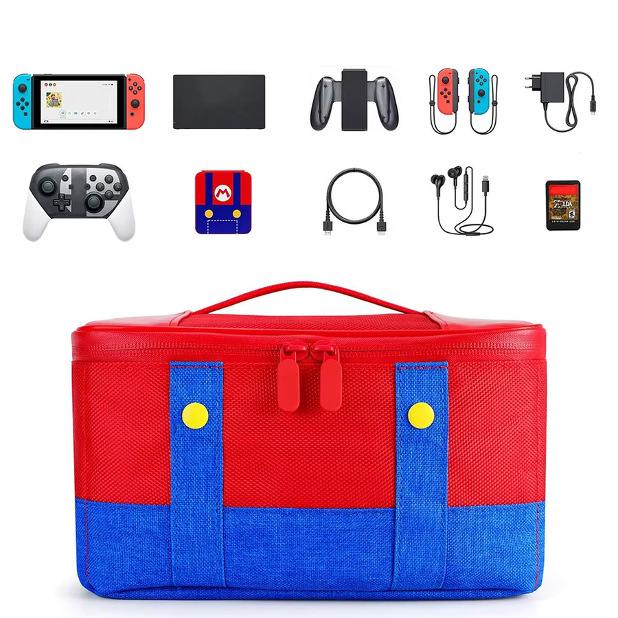 Stoßfeste Reise-Aufbewahrungstasche in Rot für Nintendo Switch OLED und Pro Controller - Bild 3