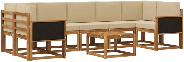 vidaXL Outdoor-Sofagarnitur aus Akazienholz mit 6 Kissen in Beige - Bild 1