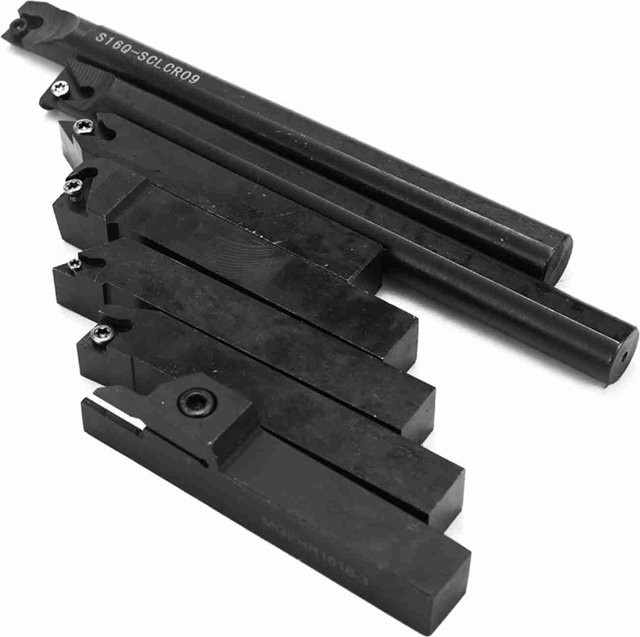 Nensit Drehwerkzeug Set für Metall-Drehbänke mit 16mm Hartmetall-Wendeplattenhalter in Schwarz - Bild 1