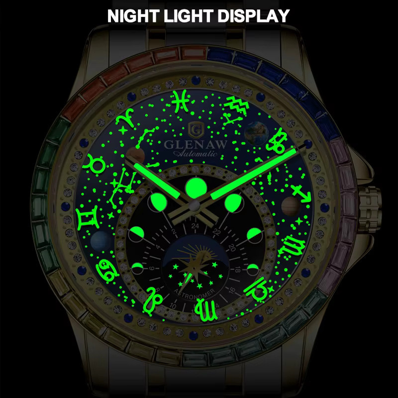 GLENAW Mechanische Uhr, Edelstahl, Gold, Herren - Bild 4