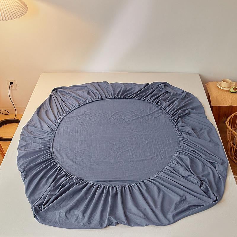 ZHENXISHUSHIMOXIF Baumwoll-Spannbettlaken-Set mit 2 Kissenbezügen, atmungsaktiv und rutschfest, schlichtes Design - Bild 2