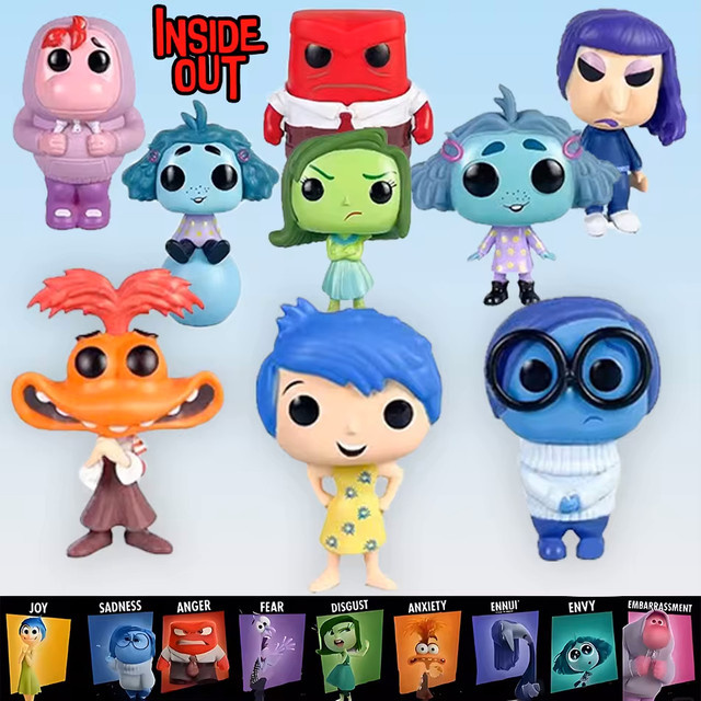 Bandai Disney Inside Out 2 Actionfiguren, Freude Angst Wut Traurigkeit Ekel, PVC-Puppen - Bild 1