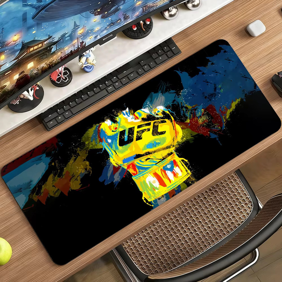 U-UFC Boxing Match Mauspad Multicolor, große rutschfeste und wasserdichte Gaming-Matte mit genähtem Rand als Tastaturunterlage für Gaming und Büro - Bild 5