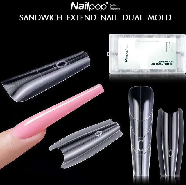 Nailpop Sandwich Nail Dual Forms, 240 Stück, transparent, glänzend - Bild 1