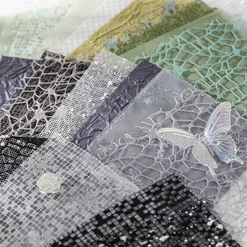 Journamm 16er Paket DIY Scrapbook Material Set mit Gaze, Spitze und buntem Papier für dein Collage Journal und Fotoalbum - Bild 2