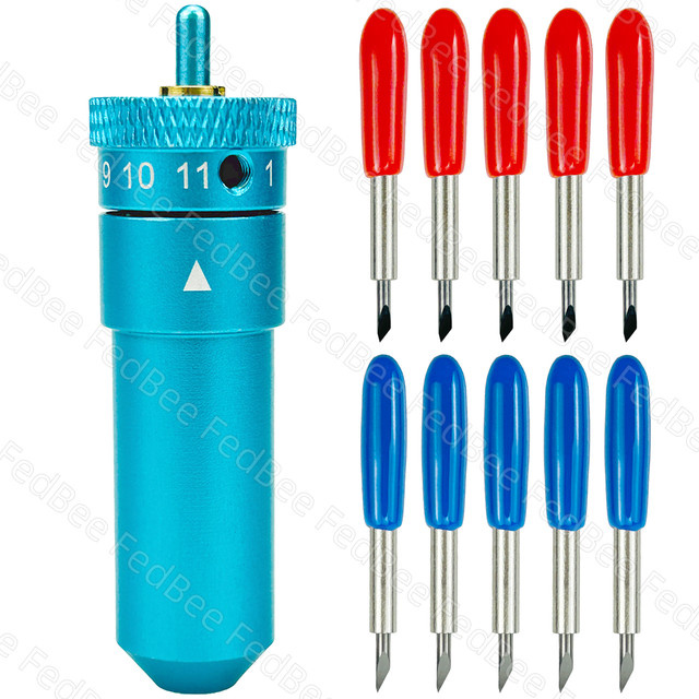 WOLOVO Hobby-Messer Set mit 5x 45 Grad Klingen, 5x 60 Grad Klingen und 1x Halterung in Multicolour für Silhouette Cameo 3 2 1 Portrait 2 Curio Universal Cutting - Bild 1