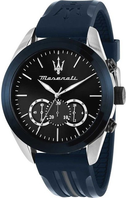 Maserati Chronograph, Quarz, Edelstahl, 45 mm, Silikon, Grau, Herren - Bild 1