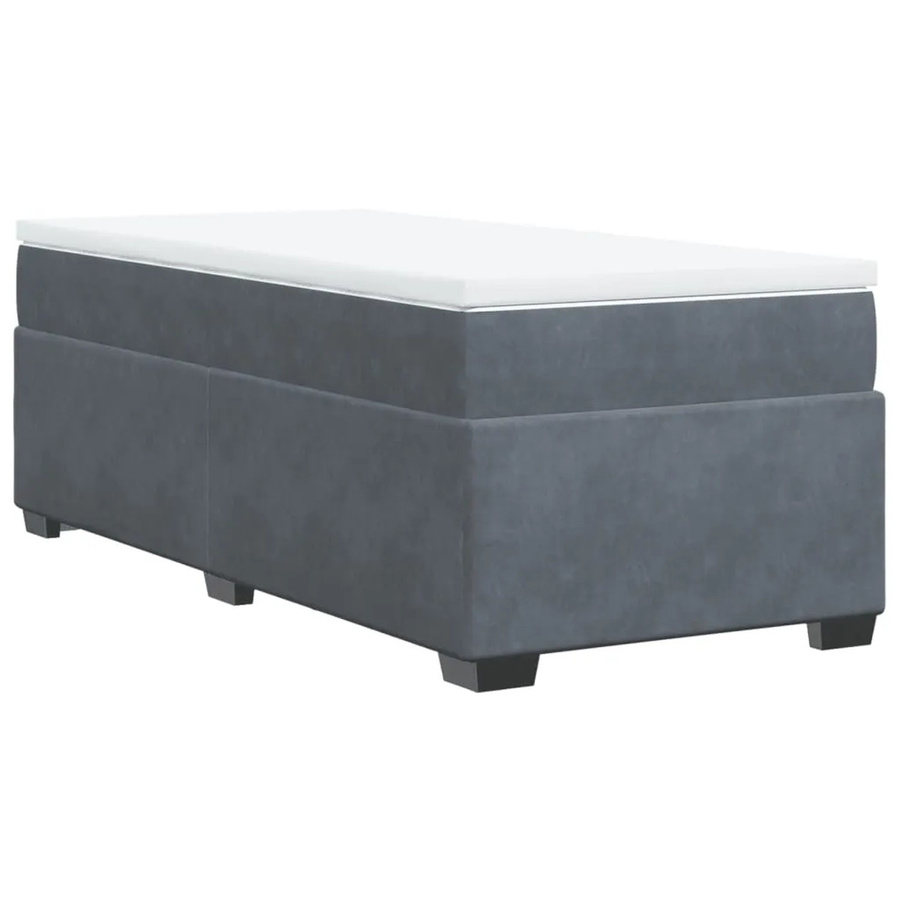 vidaXL Boxspringbett mit Matratze aus Samt in Dunkelgrau, B/T/H: 90 x 200 x 46 cm - Bild 2