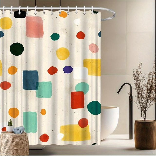 Tonnika Chen Duschvorhang mit abstraktem Polka-Dot-Design in Multicolour, wasserdicht und schimmelresistent aus Polyester, B: 165 cm, H: 190 cm - Bild 1