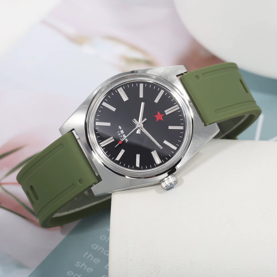 HEIMDALLR Analoguhr, Handaufzug, 36 mm, Silikon, Schwarz, Herren - Bild 2