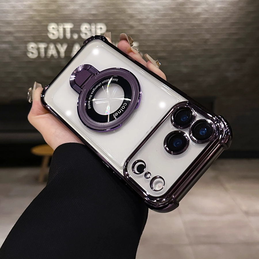 Stoßfeste magnetische iPhone Schutzhülle mit Halterung für iPhone 17, 16, 15, 14, 13, 12 Pro Max Plus, XS, XR, XS Max in Grau und Transparent - Bild 2