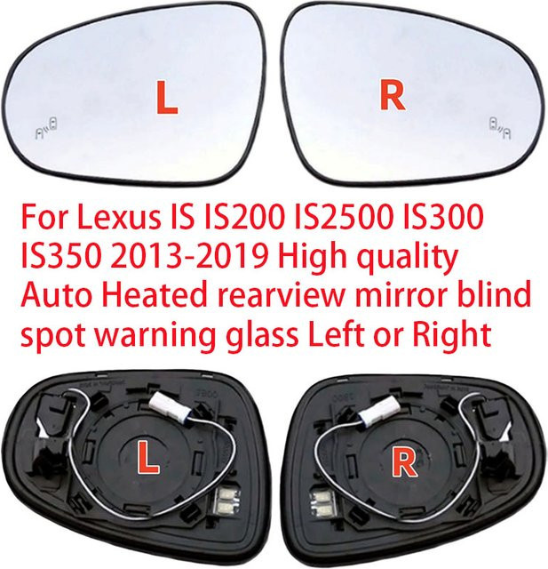ZRGAE Beheizbarer Rückspiegel mit Totwinkel-Warnung für Lexus IS IS200 IS250 IS300 IS350 (2013-2019), Schwarz - Bild 1