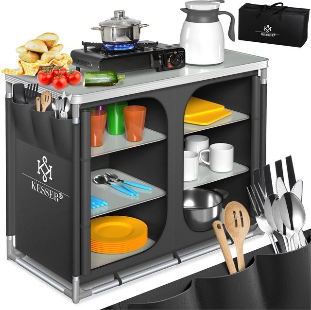 KESSER Campingschrank Campingküche mit Aluminiumgestell und Tragetasche für Outdoor und Camping - Bild 1