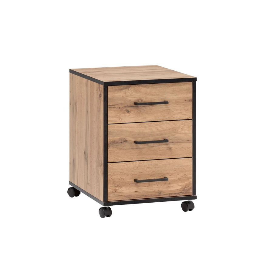 Rollcontainer Panda von Möbelpartner in Eiche mit 3 Schubladen und Rollen, H x B x T: 57 x 40 x 50 cm - Bild 2