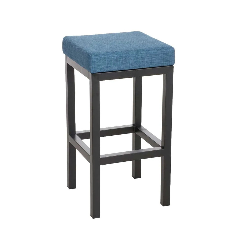 DELUKE Barhocker KIEL Barstuhl ohne Lehne in Blau mit Metallgestell und Polsterung, Höhe: 80 cm - Bild 2