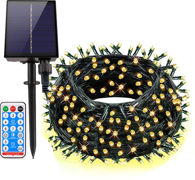Lcamaw Solar-LED-Lichterkette für den Garten in Schwarz mit warmweißem Licht - Bild 1