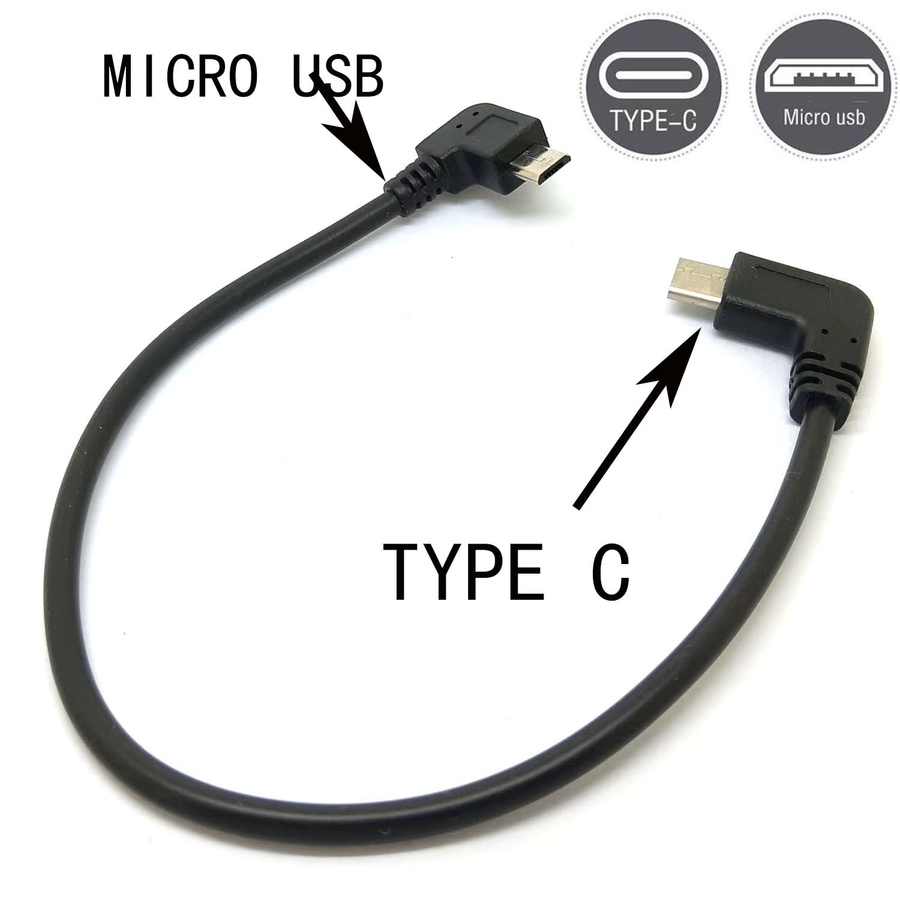 BSN 90-Grad-Winkeladapter USB-C auf Micro-USB OTG-Datenkabel und Ladekabel in Schwarz - Bild 3