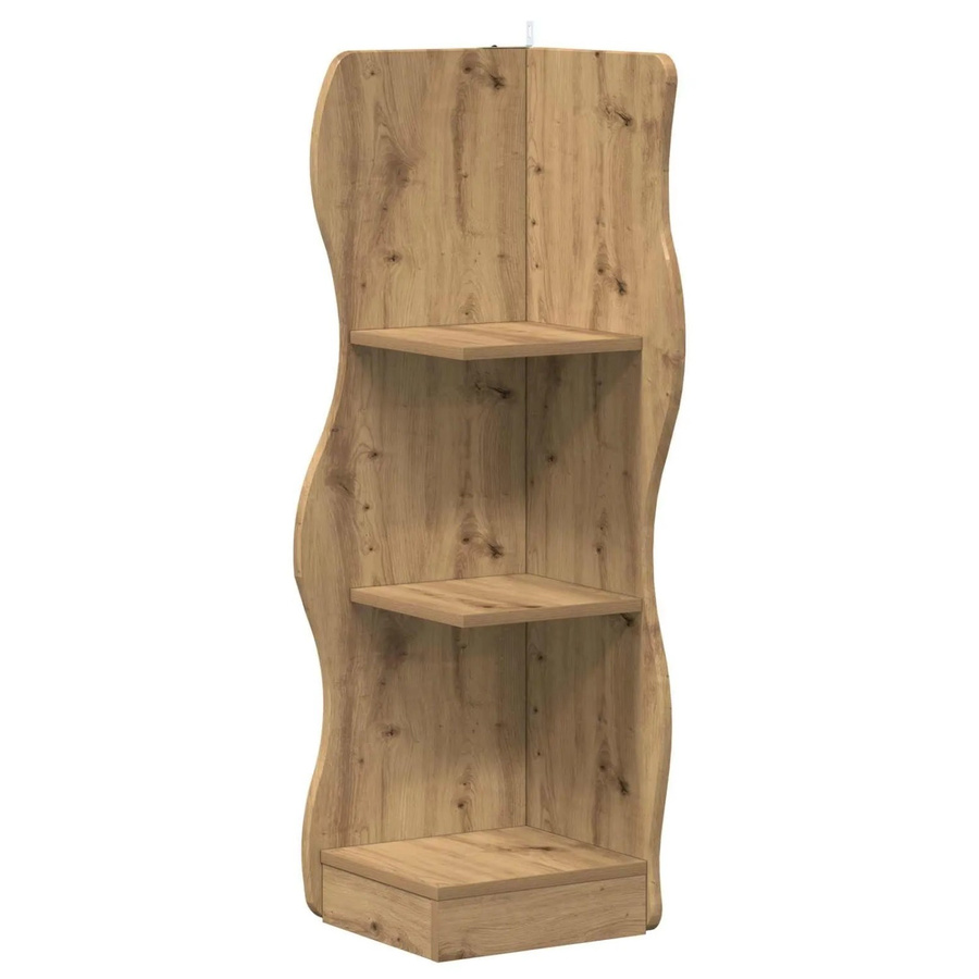 vidaXL Eckregal Artisan-Eiche in Braun aus Holzwerkstoff mit Wellenmuster, B/T/H: 34 x 33 x 102 cm - Bild 2