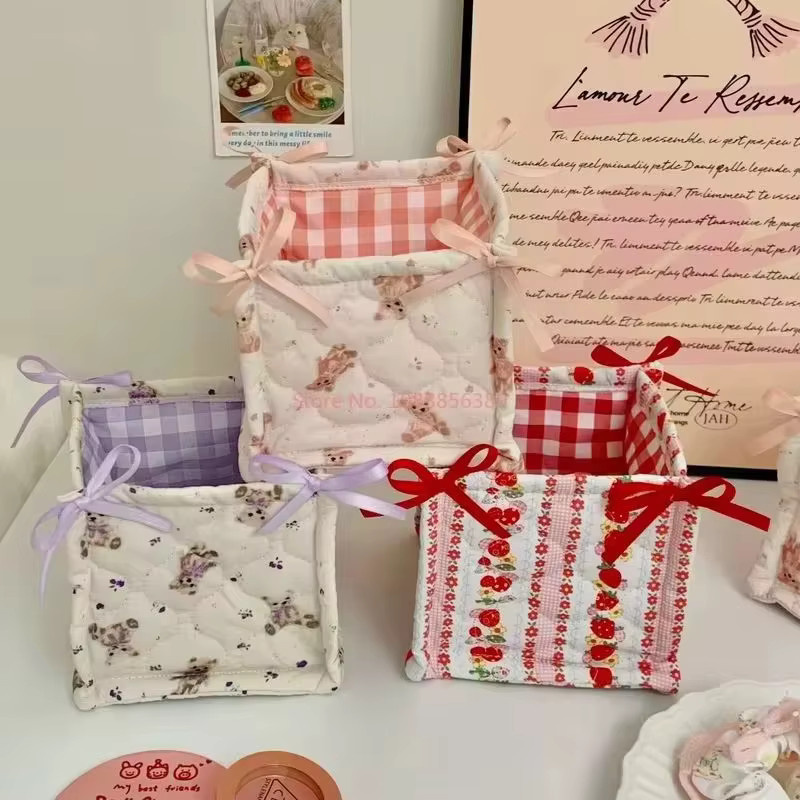 Gesteppter Aufbewahrungskorb aus Stoff in Multicolour zur Organisation von Schreibtischutensilien, Kosmetika und Snacks - Bild 1
