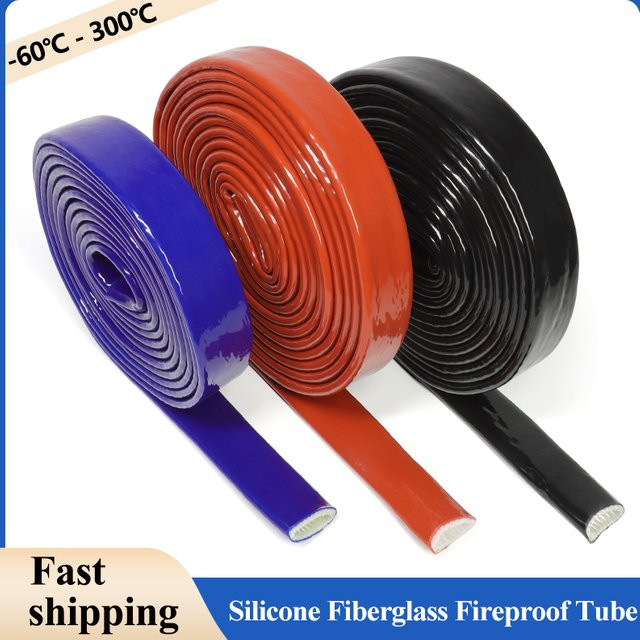 Feuerhemmendes Silikon-Fiberglasrohr mit verdickter Isolierung, schwarz, 4 mm – 35 mm - Bild 1