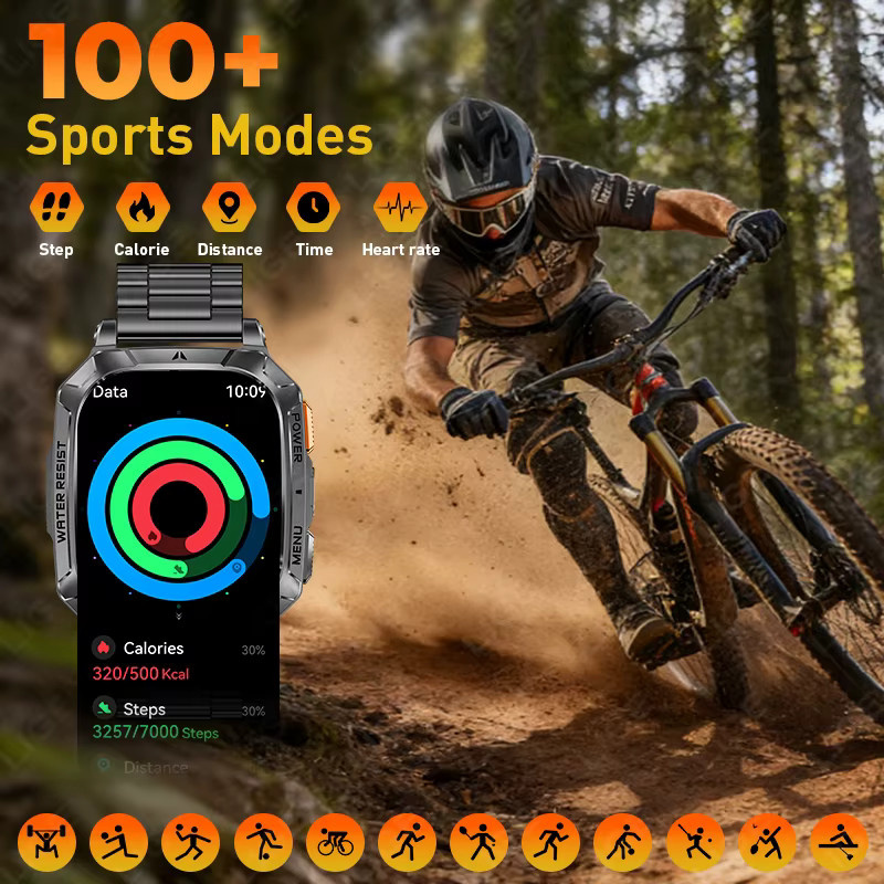 LIGE Smartwatch, Schwarz, Herren, IP68 Wasserdicht - Bild 6