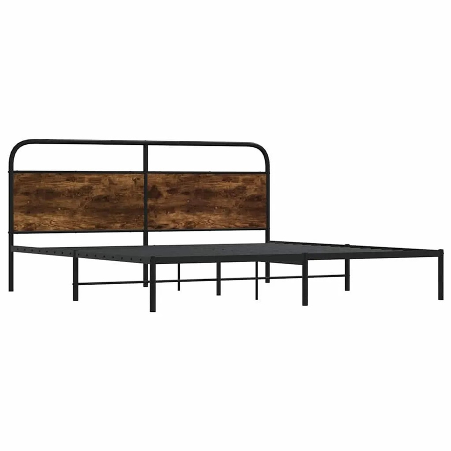 vidaXL Metallbett in Räuchereiche, Farbe Braun, B/T/H: 180 x 200 x 187 cm - Bild 2