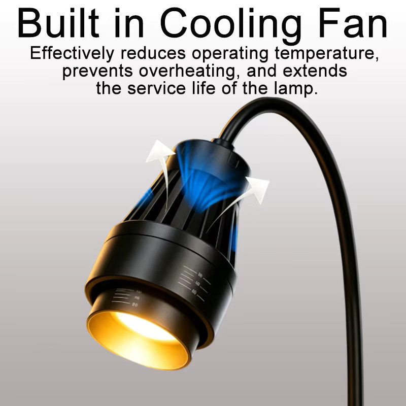 TUNFAN USB Clip-on LED Aquarium-Spotlight in Schwarz mit einstellbarem Fokus 15-60 Grad, 3-Farben RGB, Zyklustimer und Kühlventilator - Bild 2