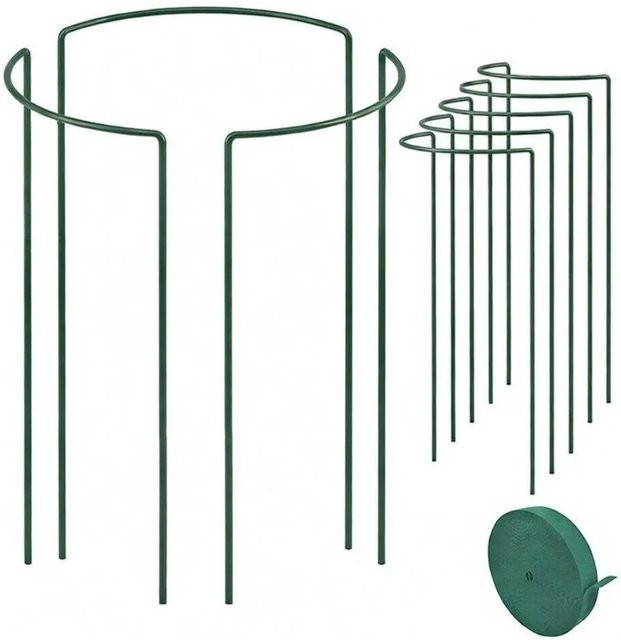 TTL GARDEN Strauchstütze Set aus Metall in Grün für Sträucher Stauden und Rosen inklusive 10m Klettband, 5er Set, Höhe: 120 cm, Breite: 40 cm - Bild 1