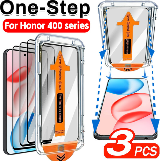 Set aus HD gehärtetem Glas als Displayschutzfolie für Honor 400, Honor 400 Lite und Honor 400 Pro, transparent, kratzfest und staubfrei installierbar - Bild 1