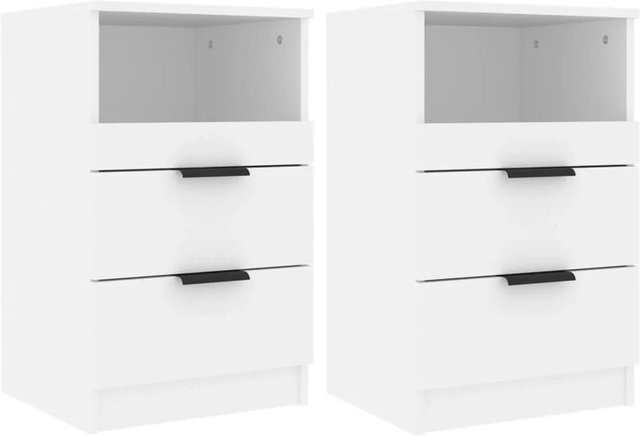 vidaXL Nachttische 2er Set Weiß aus Holzwerkstoff für dein Schlafzimmer - Bild 1