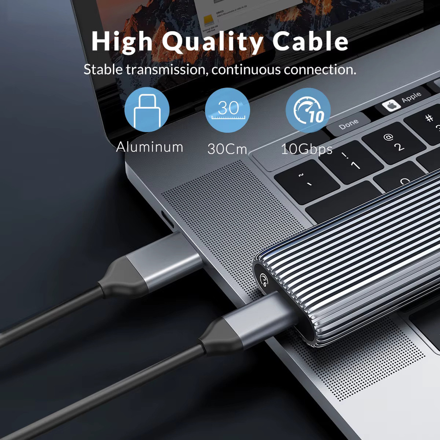 Orico M.2 NVMe SSD Gehäuse aus Aluminium mit USB-C Anschluss und 10Gbps Übertragungsrate für M Key Solid State Drives - Bild 3