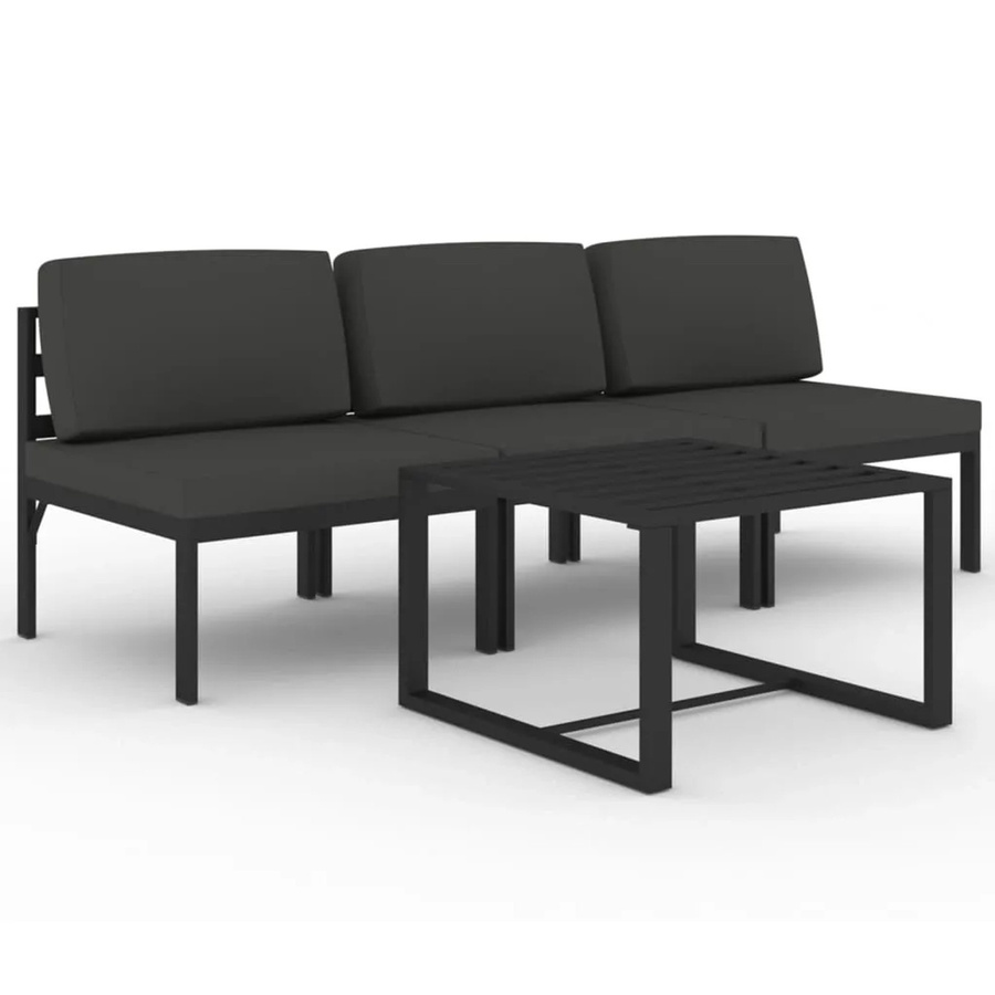 vidaXL 4-tlg Garten-Lounge-Set aus Aluminium mit Kissen in Anthrazit - Bild 2
