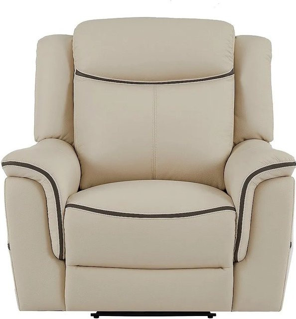 Relaxsessel Adelio von Vente-unique in Beige mit Lederbezug und Armlehnen, Höhe: 105 cm - Bild 1