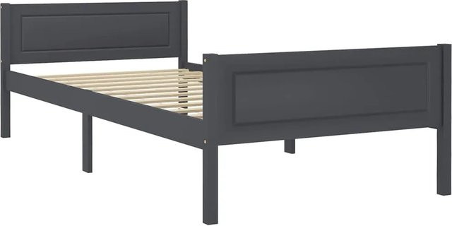 vidaXL Massivholzbett aus Kiefer in Grau, Modernes Bettgestell B/T/H: 100 x 200 cm - Bild 1