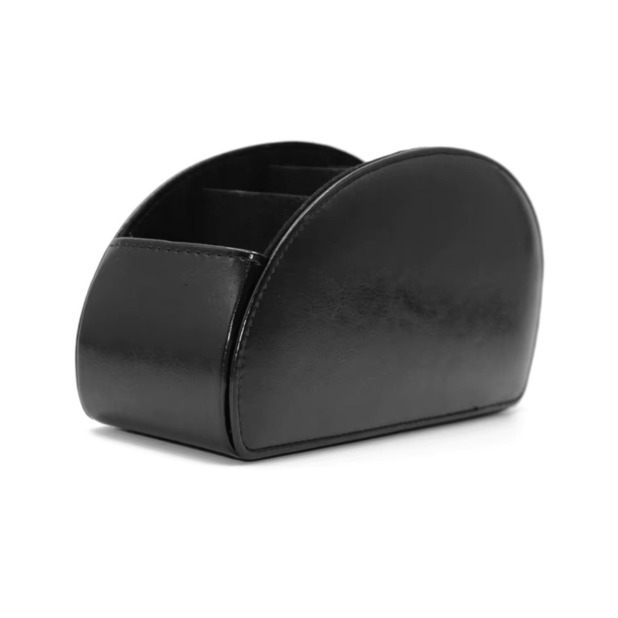 5-Fächer Fernbedienungsbox aus PU-Leder in Schwarz für Wohnzimmer und Schreibtisch, Aufbewahrungsbox für TV- und Klimaanlagen-Fernbedienungen, B/T/H: 20,0 x 10,0 cm - Bild 3