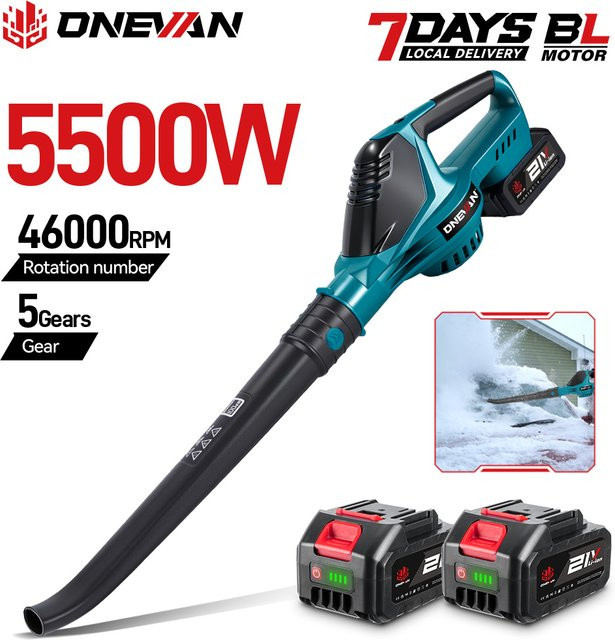 ONEVAN Bürstenloser elektrischer Laubbläser 5500W kabellos für Makita LXT Akkus in Petrol - Bild 1