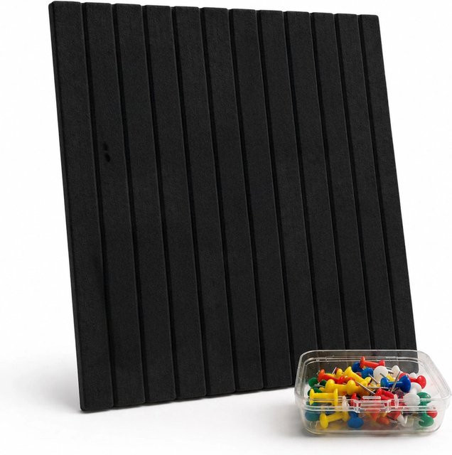 Relaxdays Filzpinnwand Set aus Akustikfilz in Schwarz, selbstklebend, B: 60 cm, H: 40 cm - Bild 1
