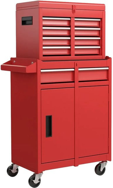 Costway Werkstattwagen 2 in 1 mit Koffer, Rot, Metall, Tragkraft 100 kg - Bild 1