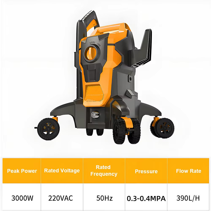 LANXSTAR Elektrischer Hochdruckreiniger Handheld Multifunktions-Autowaschanlage mit 3000 W Hochleistungs-Kupferkernmotor in Orange - Bild 2