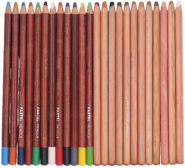 Professionelles Pastellstifte-Set mit 24 Farben in Multicolour für Skizzen und Malarbeiten - Bild 1